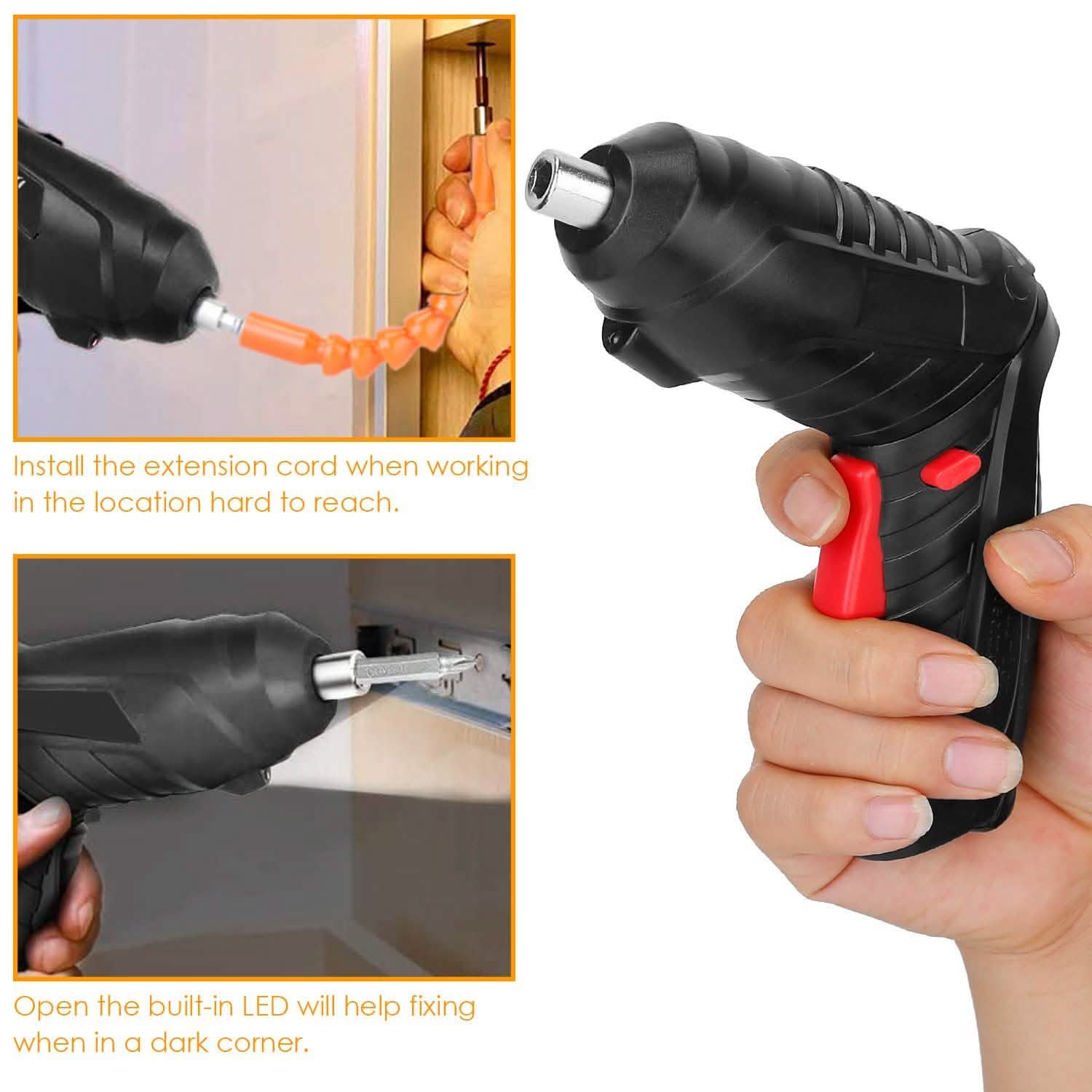 Cordless Electric Screwdriver Set with LED Work Light USB Rechargeable Home Improvement - Tophatter Daily Deals