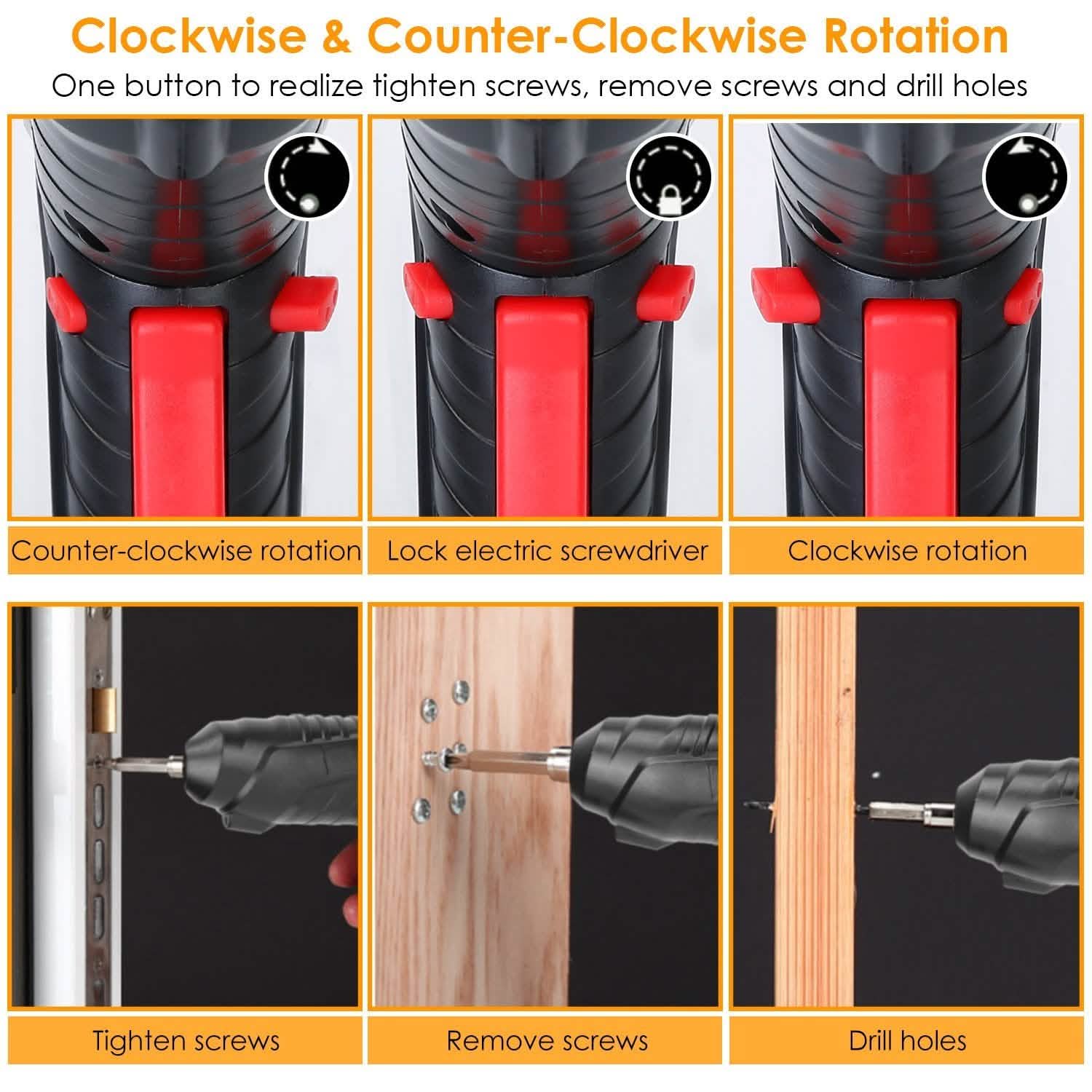 Cordless Electric Screwdriver Set with LED Work Light USB Rechargeable Home Improvement - Tophatter Daily Deals