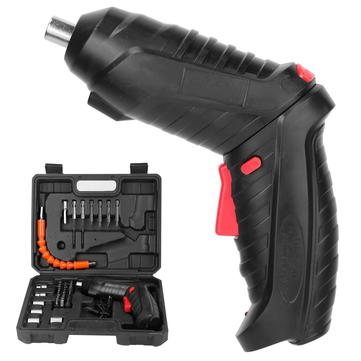 Cordless Electric Screwdriver Set with LED Work Light USB Rechargeable Home Improvement - Tophatter Daily Deals