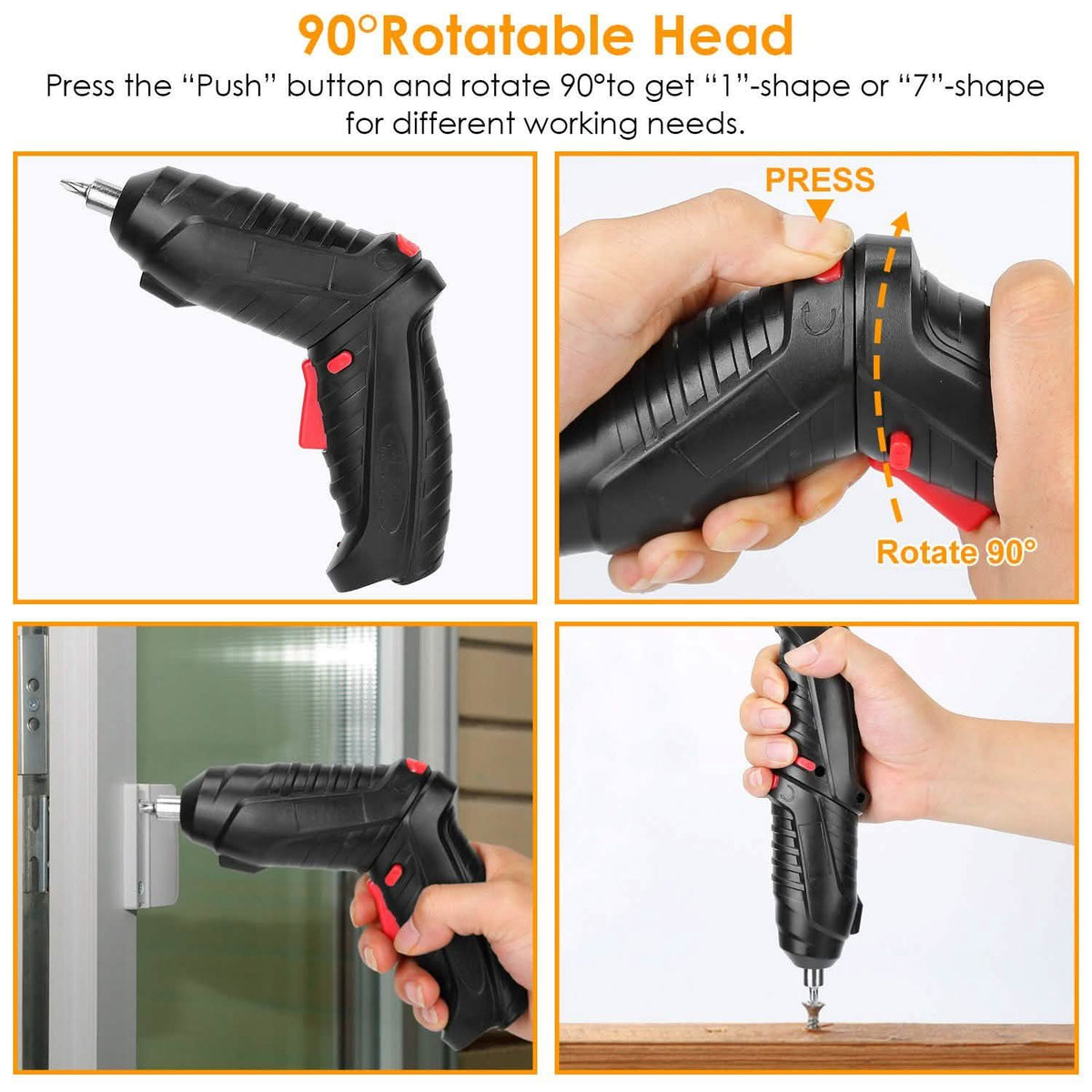 Cordless Electric Screwdriver Set with LED Work Light USB Rechargeable Home Improvement - Tophatter Daily Deals