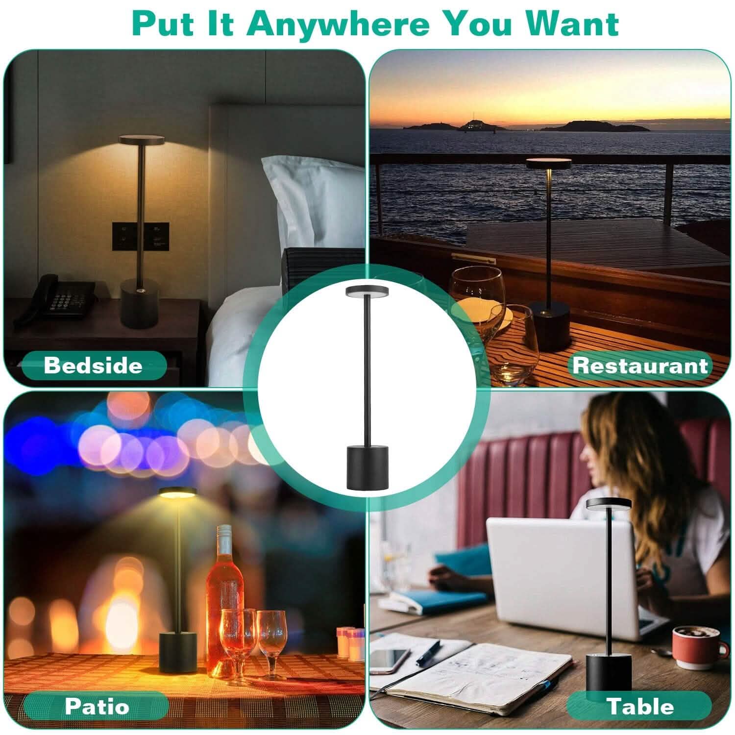 Cordless Portable Rechargeable Table Lamp Indoor Lighting - Tophatter Daily Deals