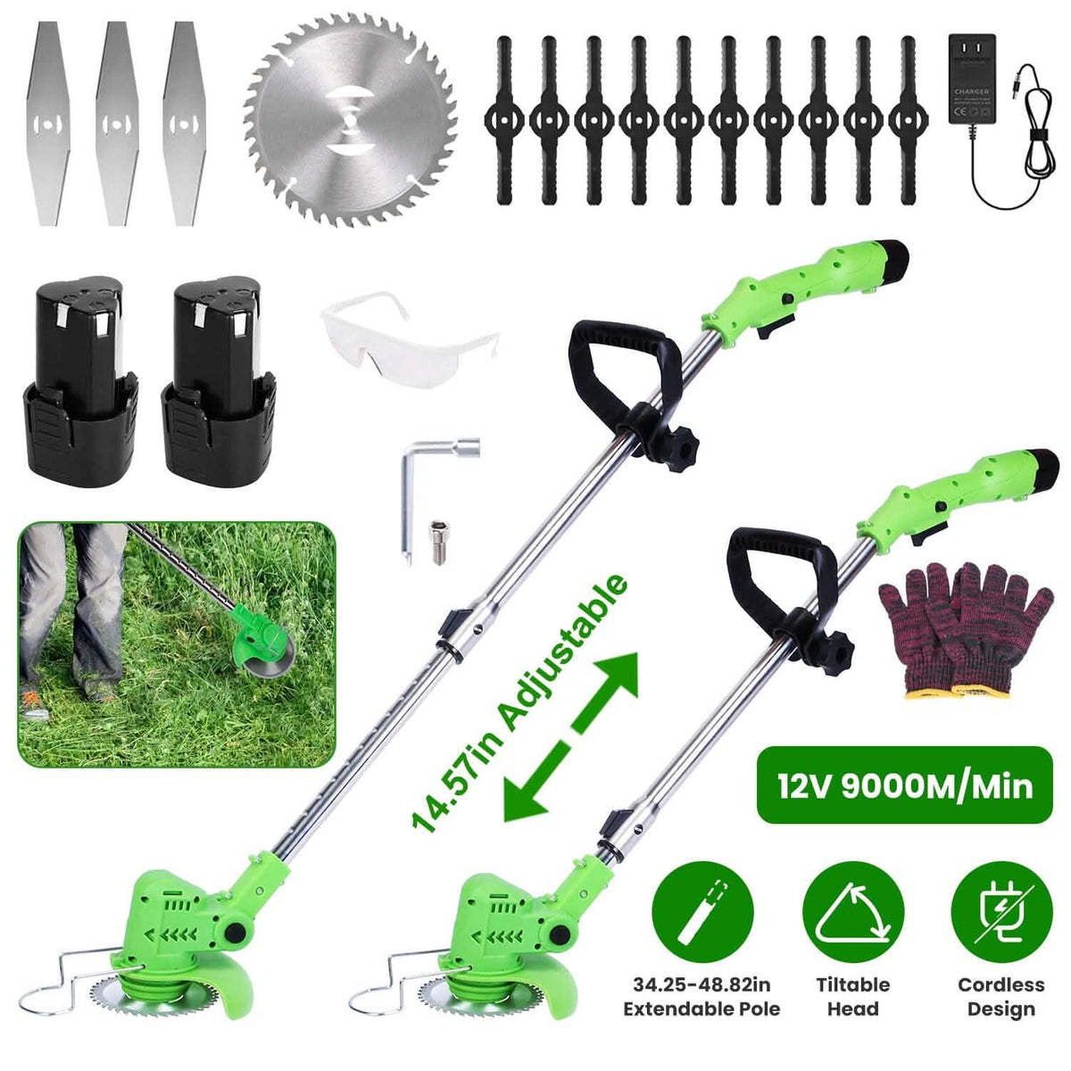Cordless Rechargeable Grass Trimmer Garden & Patio - Tophatter Daily Deals