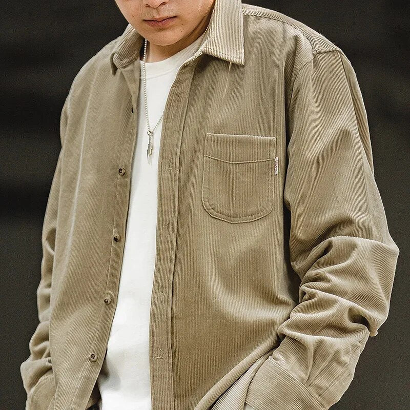 Excellent Corduroy Men's Shirt Long Sleeve Fleece Jacket Men Jackets - Tophatter Daily Deals