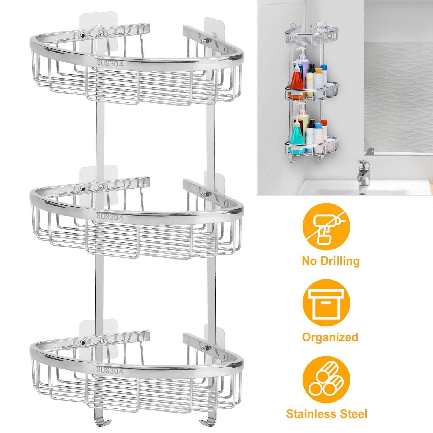 Corner Shower Caddy Shelf Bath - Tophatter Daily Deals