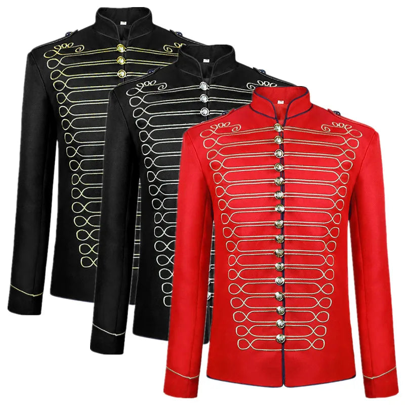 Cosplay Costume Standing Collar Embroidered Suit Jacket Men Blazer - Tophatter Daily Deals