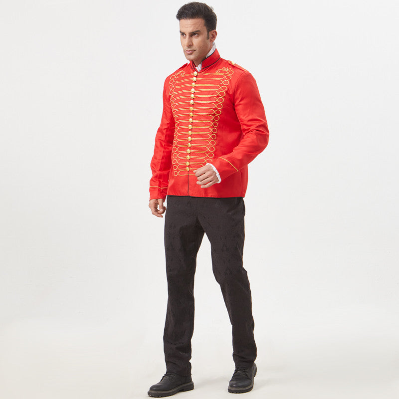 Cosplay Costume Standing Collar Embroidered Suit Jacket Men Blazer - Tophatter Daily Deals