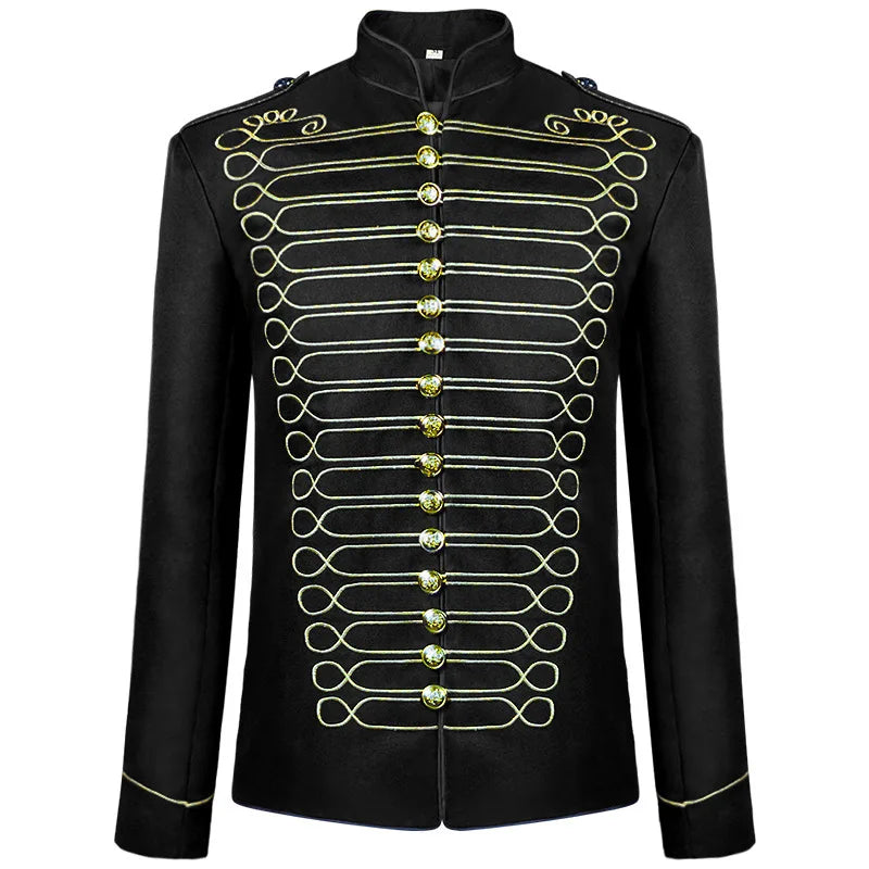Cosplay Costume Standing Collar Embroidered Suit Jacket Black Men Blazer - Tophatter Daily Deals