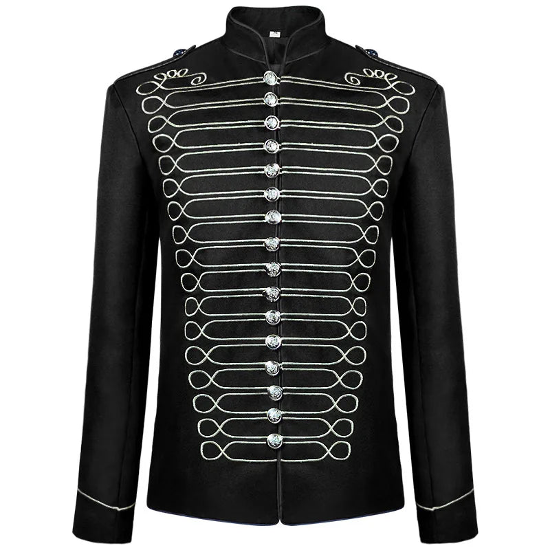 Cosplay Costume Standing Collar Embroidered Suit Jacket Silver Men Blazer - Tophatter Daily Deals