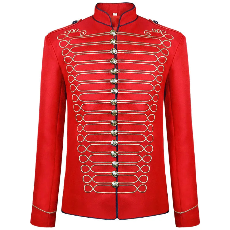 Cosplay Costume Standing Collar Embroidered Suit Jacket Red Men Blazer - Tophatter Daily Deals