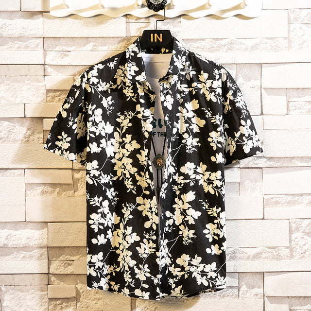 Cotton Mens Floral Shirt Black-We Men's Shirts - Tophatter Daily Deals