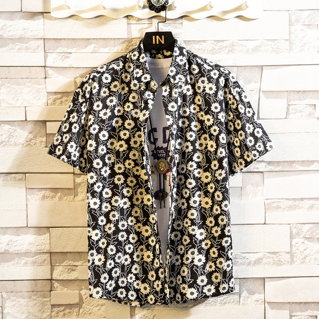 Cotton Mens Floral Shirt Black Men's Shirts - Tophatter Daily Deals