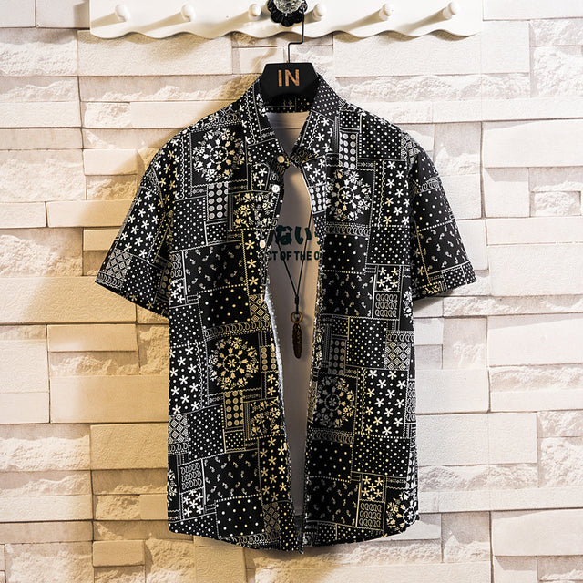 Cotton Men's Gorgeous Print Shirt Black-00 Men's Shirts - Tophatter Daily Deals