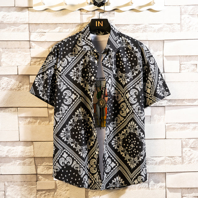 Cotton Men's Gorgeous Print Shirt Black- 01 Men's Shirts - Tophatter Daily Deals