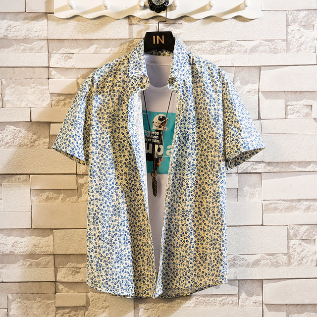 Cotton Men's Gorgeous Print Shirt Cyan Men's Shirts - Tophatter Daily Deals