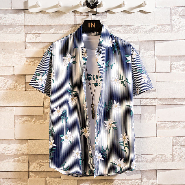 Cotton Men's Gorgeous Print Shirt Light Blue Men's Shirts - Tophatter Daily Deals