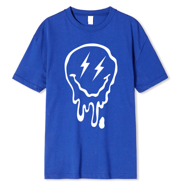 Summer Cotton O-Neck Cotton Clothes Blue Tee - Tophatter Daily Deals