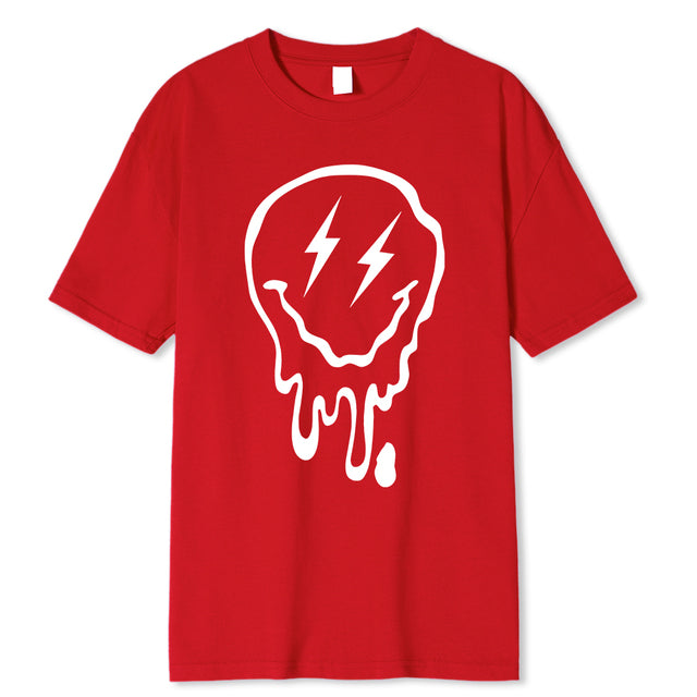 Summer Cotton O-Neck Cotton Clothes Red Tee - Tophatter Daily Deals