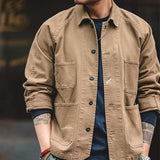 Cotton Solid Chore Coat Paris Buckle Jackets for Men Men's Clothing - Tophatter Daily Deals