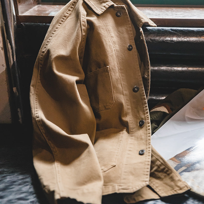 Cotton Solid Chore Coat Paris Buckle Jackets for Men Men's Clothing - Tophatter Daily Deals