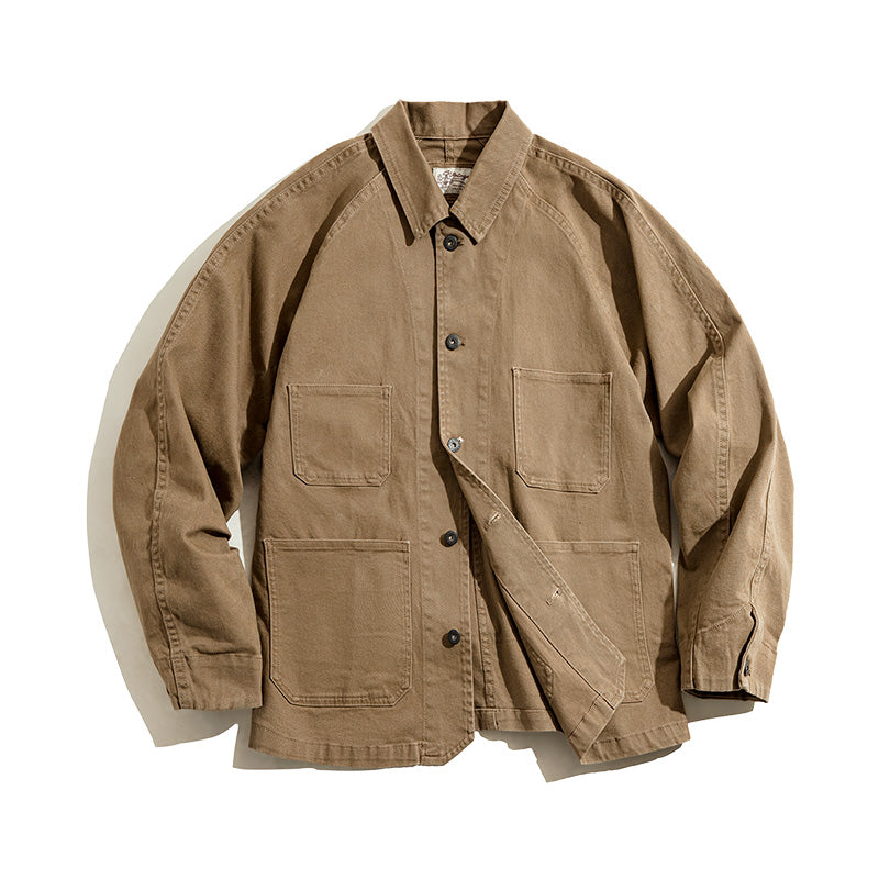 Cotton Solid Chore Coat Paris Buckle Jackets for Men Men's Clothing - Tophatter Daily Deals