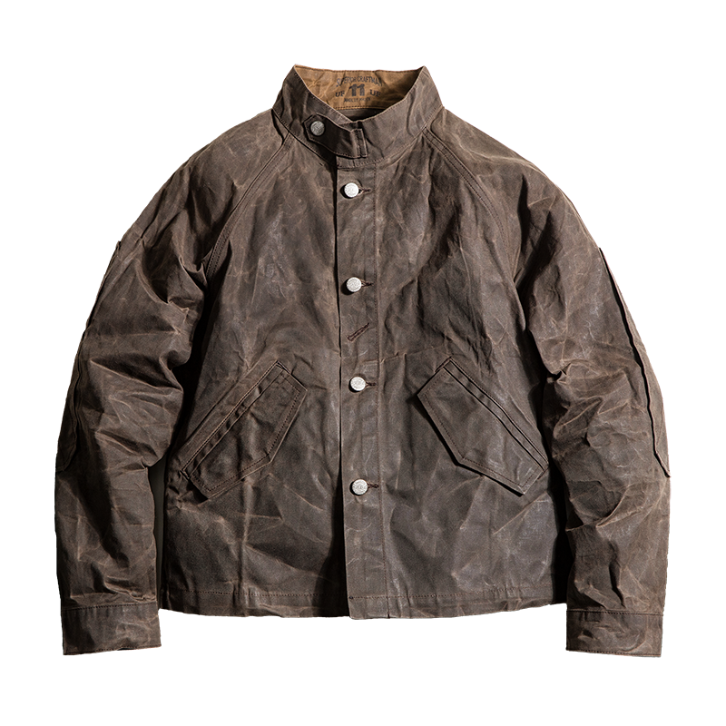 Retro Cotton Stand Collar Oil Waxed Jacket Men Jackets - Tophatter Daily Deals