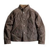 Retro Cotton Stand Collar Oil Waxed Jacket Men Jackets - Tophatter Daily Deals