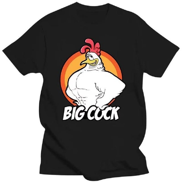 Cotton Tees Round Collar Big Cock T Shirts Black Tee - Tophatter Daily Deals