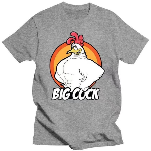 Cotton Tees Round Collar Big Cock T Shirts Grey Tee - Tophatter Daily Deals