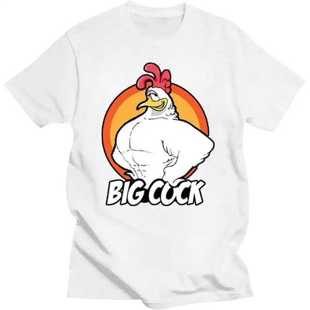 Cotton Tees Round Collar Big Cock T Shirts White Tee - Tophatter Daily Deals
