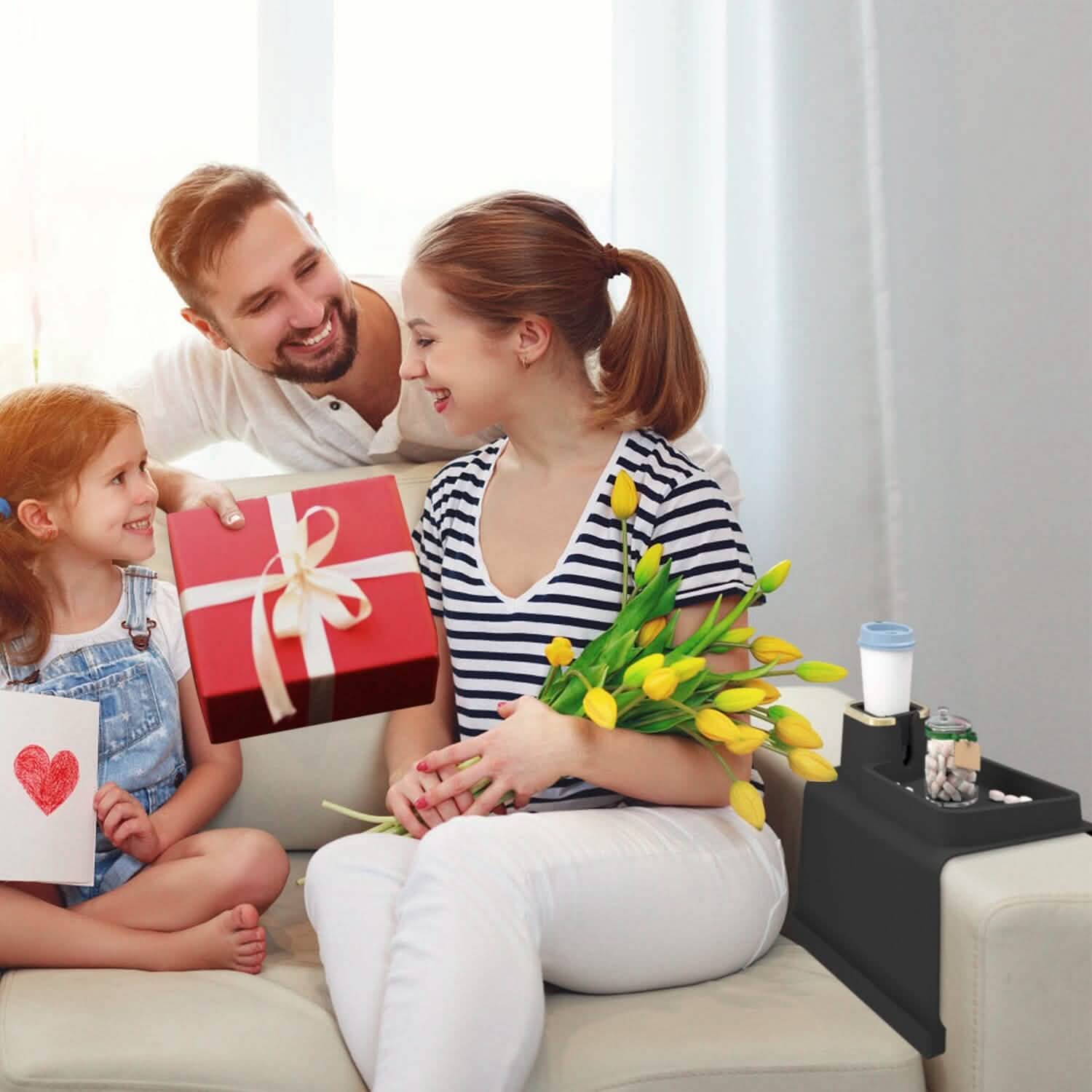 Couch Arm Cup Holder Tray Anti-spill Anti-slip Silicone Armrest Remote Snack Organizer Everything Else - Tophatter Daily Deals