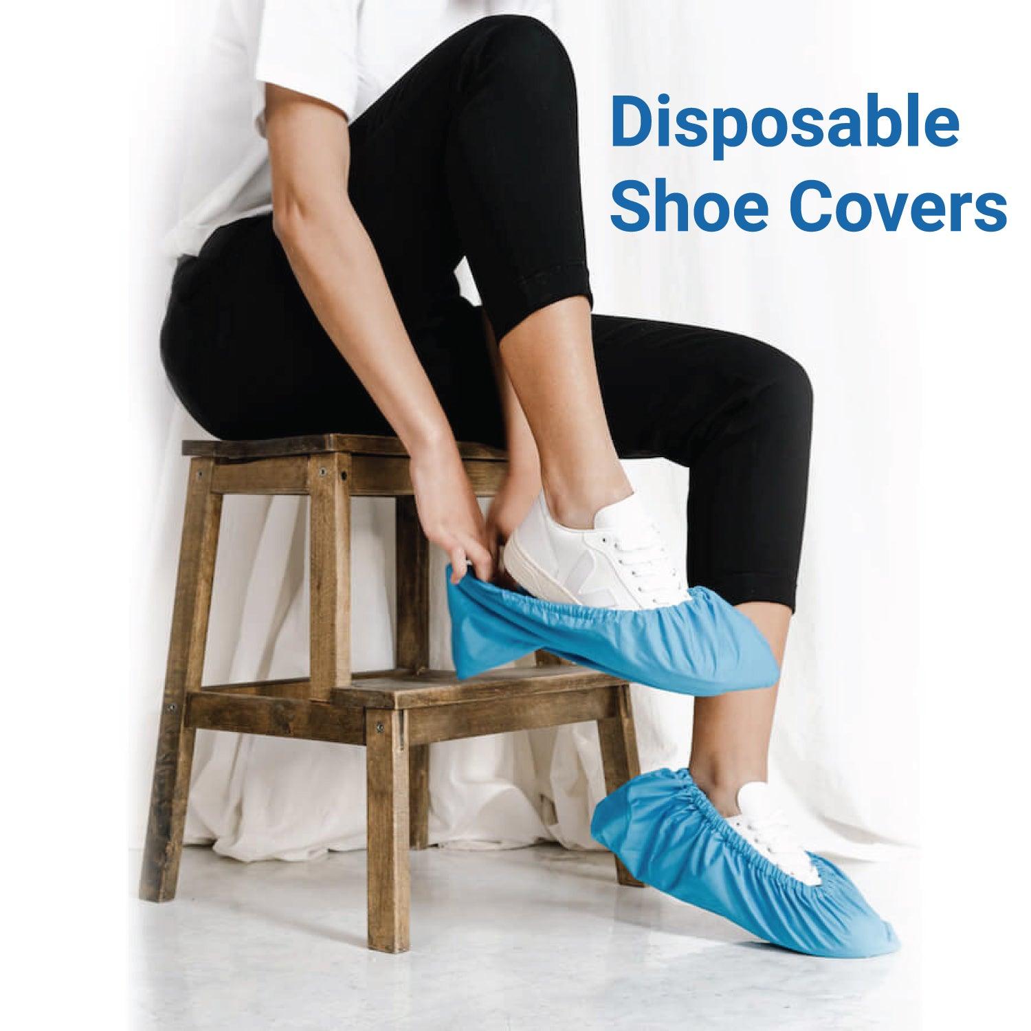 Disposable Shoe Covers - BLUE Plastic Rain Waterproof Boot Protector Carpet Cleaning Personal Care - Tophatter Daily Deals
