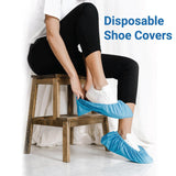 Disposable Shoe Covers - BLUE Plastic Rain Waterproof Boot Protector Carpet Cleaning Personal Care - Tophatter Daily Deals