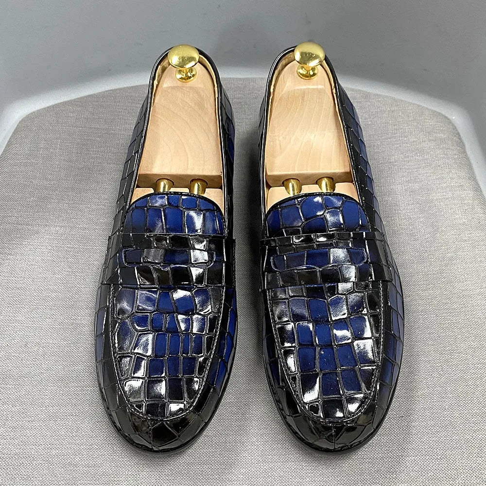 Genuine Cow Leather Male Dress Shoes Round Toe Loafer Shoes Men Shoes - Tophatter Daily Deals