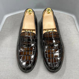 Genuine Cow Leather Male Dress Shoes Round Toe Loafer Shoes Brown Men Shoes - Tophatter Daily Deals