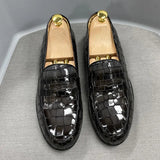 Genuine Cow Leather Male Dress Shoes Round Toe Loafer Shoes Gray Men Shoes - Tophatter Daily Deals