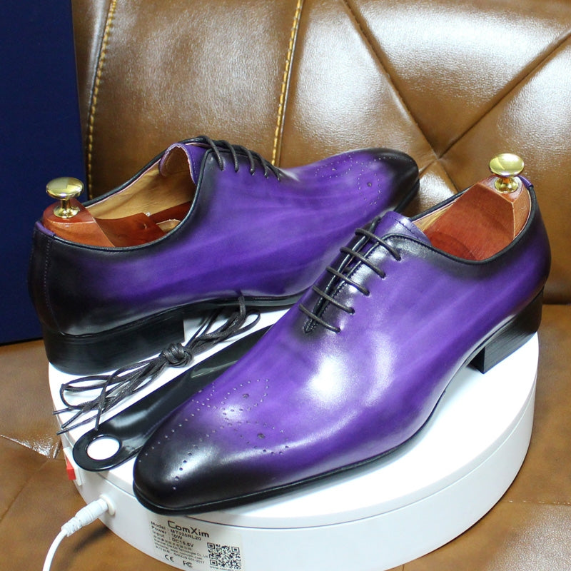 Genuine Calf Leather Men Dress Shoes Purple Men Shoes - Tophatter Daily Deals