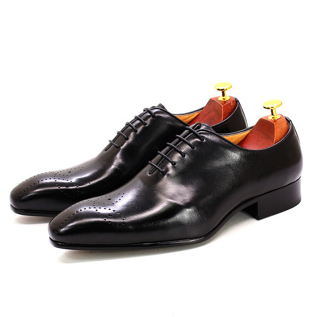 Genuine Calf Leather Men Dress Shoes Black Men Shoes - Tophatter Daily Deals