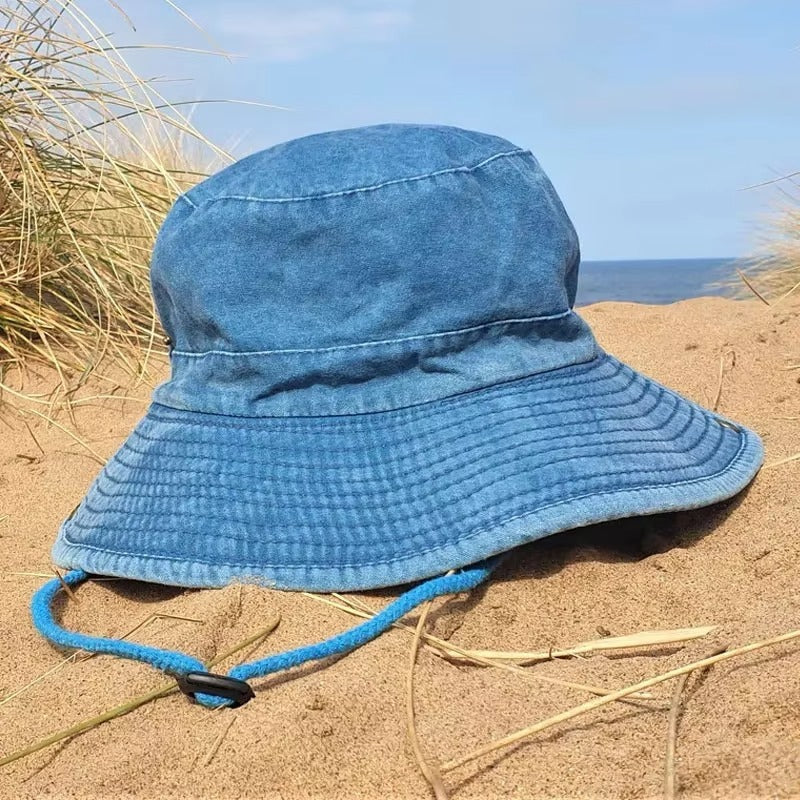 Cowboy Hiking Bucket Hats With String Men Denim Beach Sun Hat Cap - Tophatter Daily Deals