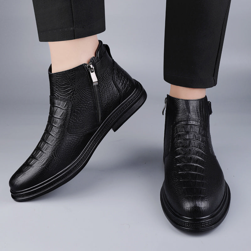 Cowhide Boots Warm Winter Boots Men Shoes - Tophatter Daily Deals