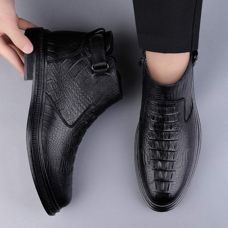 Cowhide Boots Warm Winter Boots Men Shoes - Tophatter Daily Deals