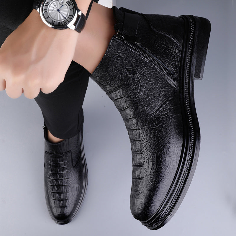 Cowhide Boots Warm Winter Boots Men Shoes - Tophatter Daily Deals