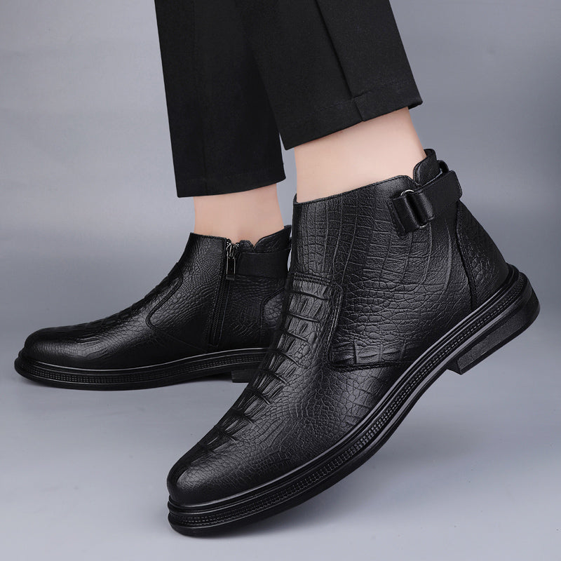 Cowhide Boots Warm Winter Boots Men Shoes - Tophatter Daily Deals