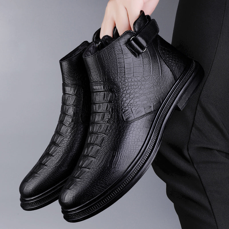 Cowhide Boots Warm Winter Boots Men Shoes - Tophatter Daily Deals
