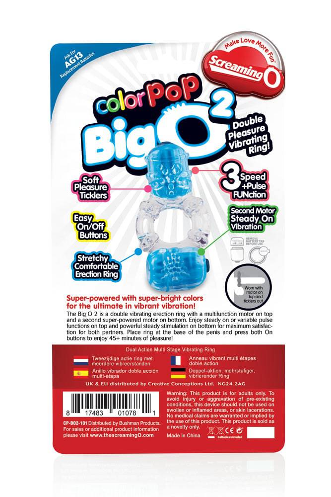 Screaming O - ColourPop - The Big O 2 - Dual Vibrating Cock Ring - Assorted Sex Toy - Tophatter Daily Deals