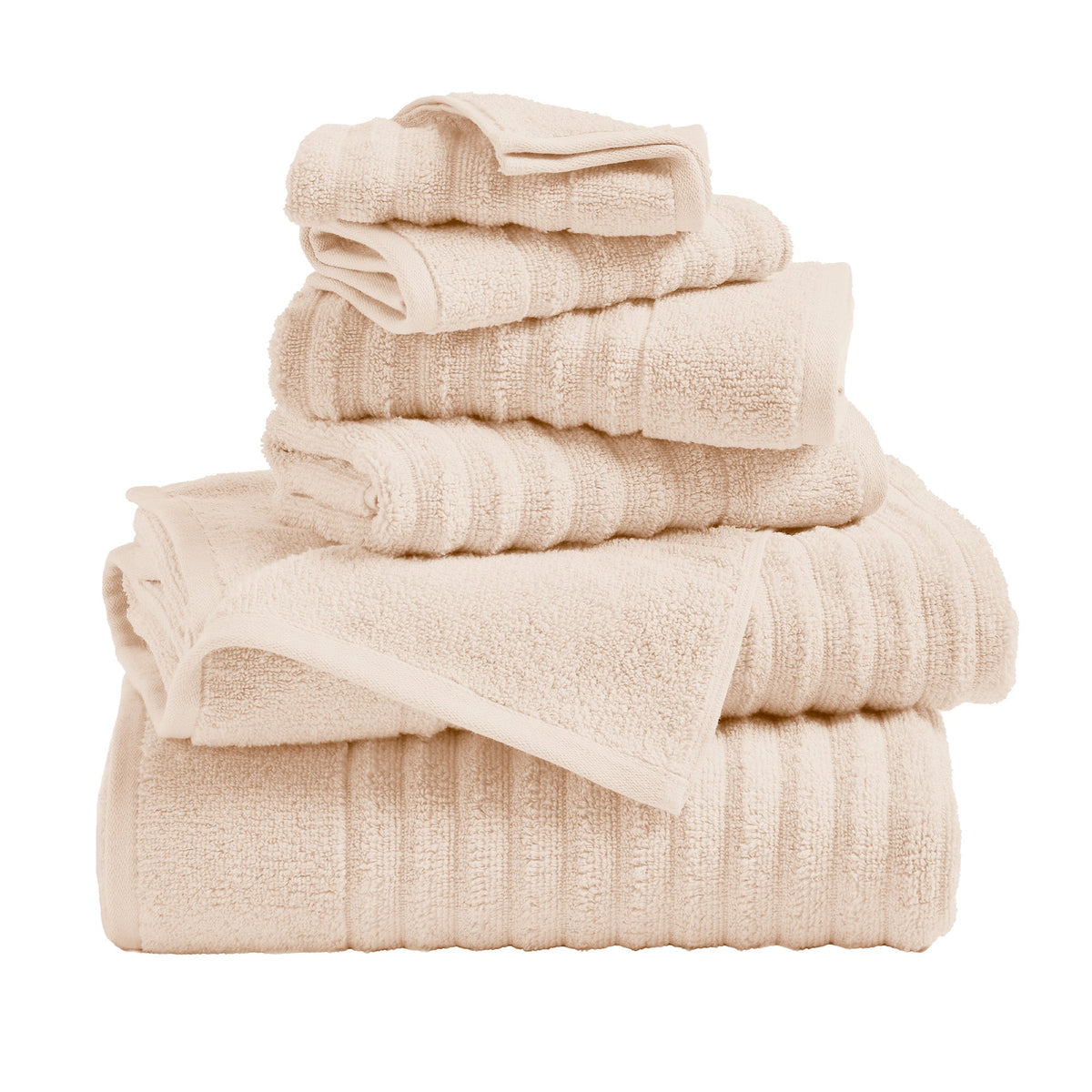 Luxury Combed Cotton Bath Towel Set - Karina Collection 6 Piece Set Pink Sand Bath - Tophatter Daily Deals