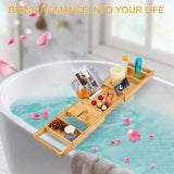Crafted Bamboo Bath Tray Table Extendable Reading Rack Bath - Tophatter Daily Deals