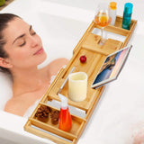 Crafted Bamboo Bath Tray Table Extendable Reading Rack Bath - Tophatter Daily Deals