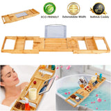 Crafted Bamboo Bath Tray Table Extendable Reading Rack Bath - Tophatter Daily Deals