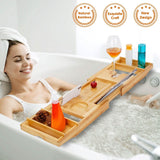 Crafted Bamboo Bath Tray Table Extendable Reading Rack Bath - Tophatter Daily Deals