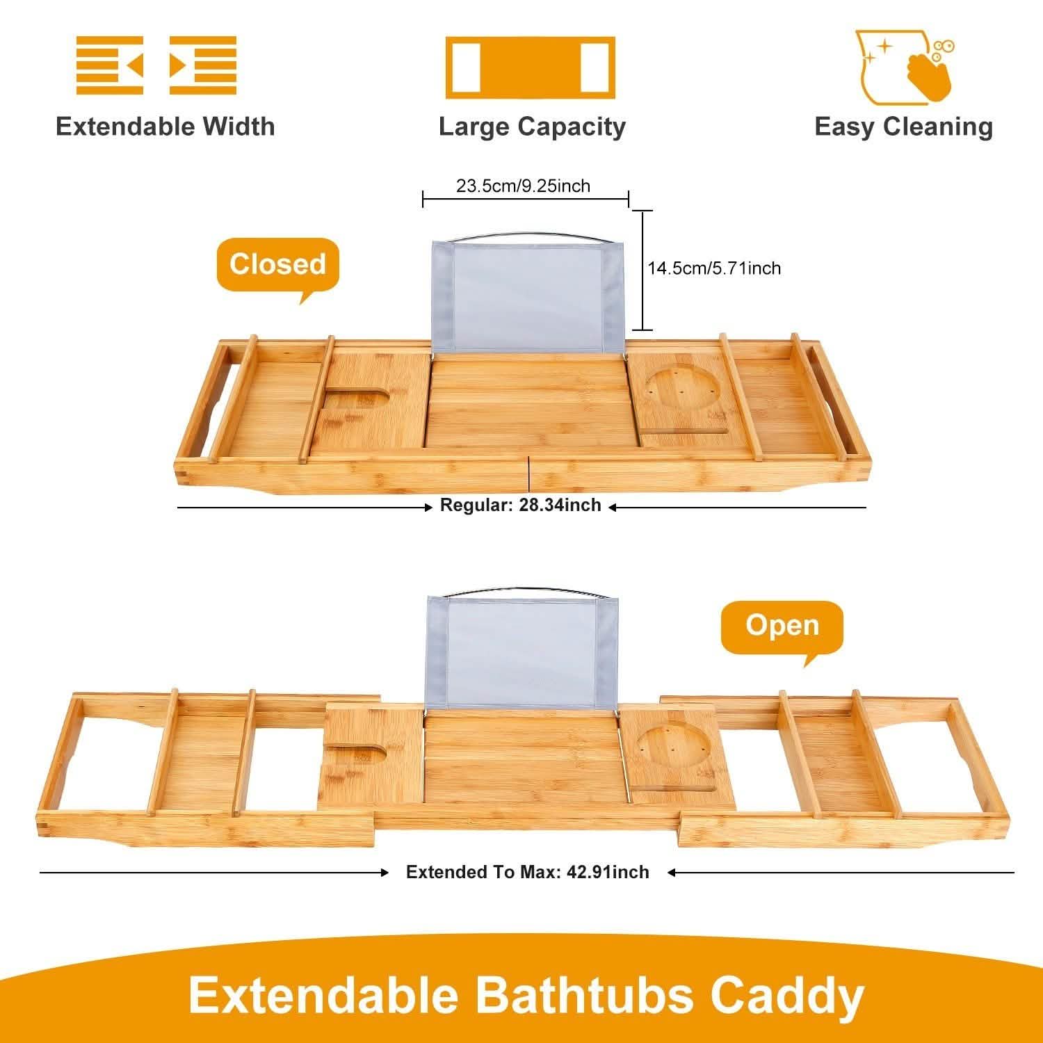 Crafted Bamboo Bath Tray Table Extendable Reading Rack Bath - Tophatter Daily Deals